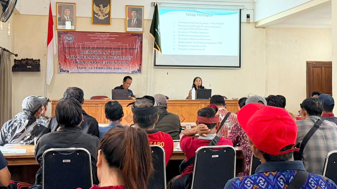 PEMERINTAH DESA TARO PERKUAT PEMAHAMAN TPK DALAM PEMBINAAN TA 2026 TEGASKAN ASPEK HUKUM TEKNIS DAN INTEGRITAS